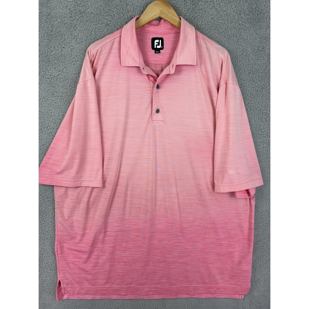 FootJoy Polo Shirt Mens 2XL Pink Gradient Golf Performance Stretch Rugby Mens